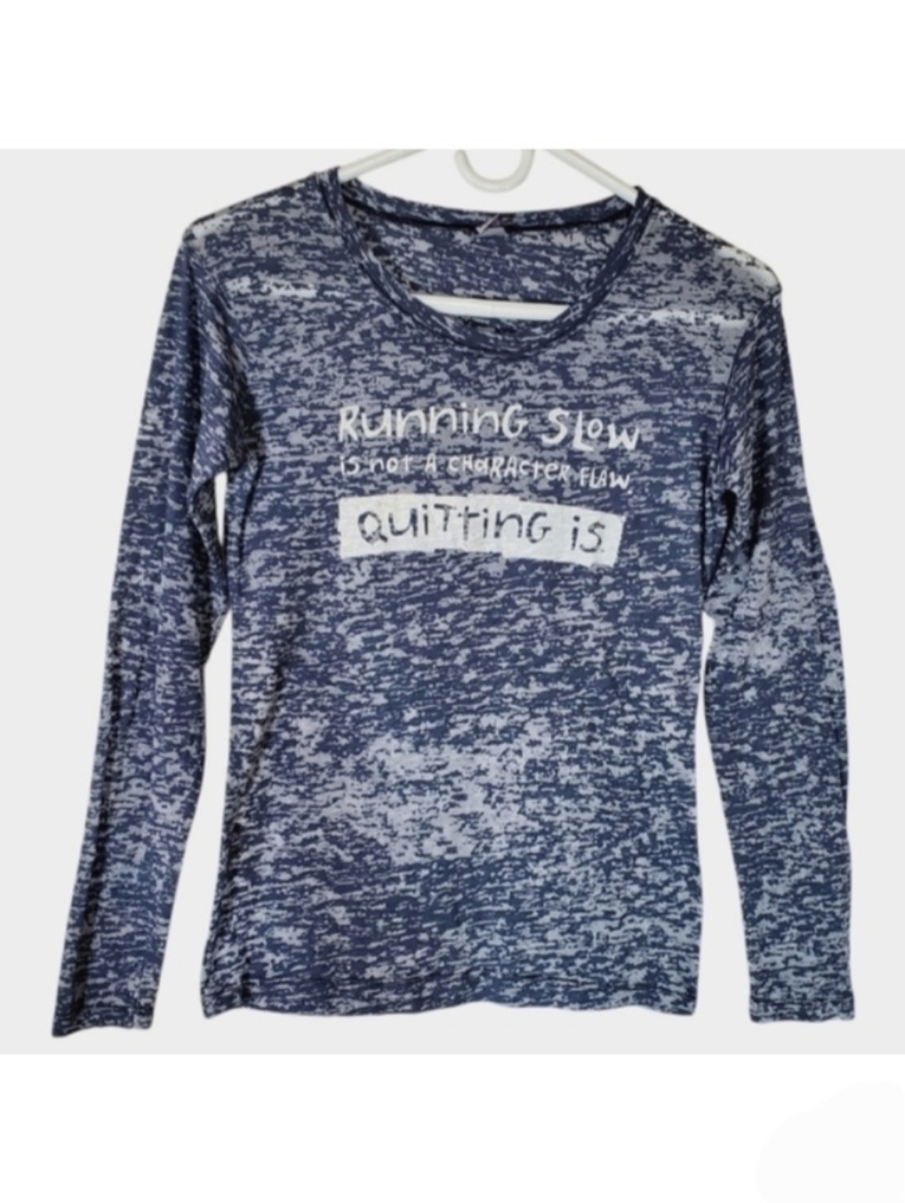 2028 * One More Mile Running Slow Graphic Long Sleeve Tee Blue Size S NWT